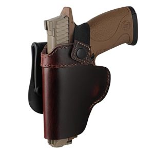 OWB Leather Holster Paddle Carry for Popular Handguns / Taurus G2C G3C G3 PT24/7Pro / Springfield Hellcat XD-M .45 / Sig